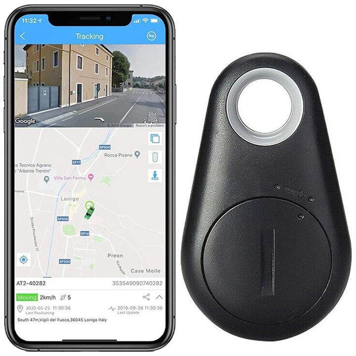 Устройство против изгубване, Bluetooth локатор, аларма, черно, 3,1x5,2 см