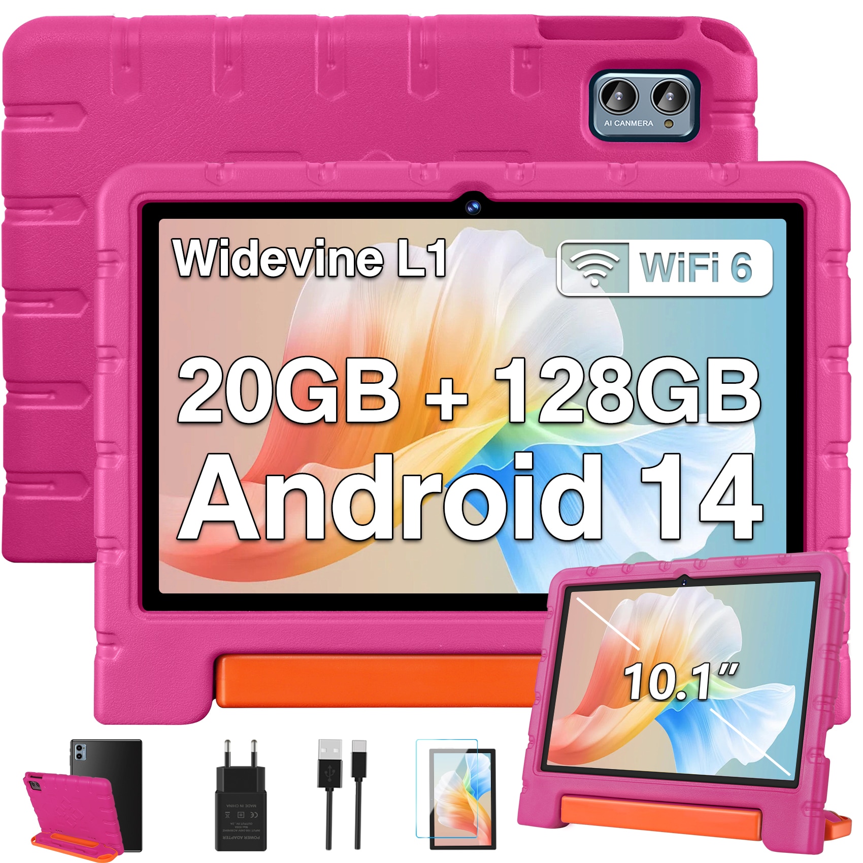 Tableta Pentru Copii, 10 inchi Android 14 cu 20GB RAM+128GB ROM Octa-Core, WiFi 6 Tableta, 6000 mAh Baterie, Bluetooth 5.0, GPS, 8MP+5MP, Carcasa EVA, Tableta Pentru Copii, 10 inchi Android 14 cu 20GB RAM+128GB ROM Octa-Core, WiFi 6 Tableta, 6000 mAh Baterie, Bluetooth 5.0, GPS, 8MP+5MP, Carcasa EVA,
