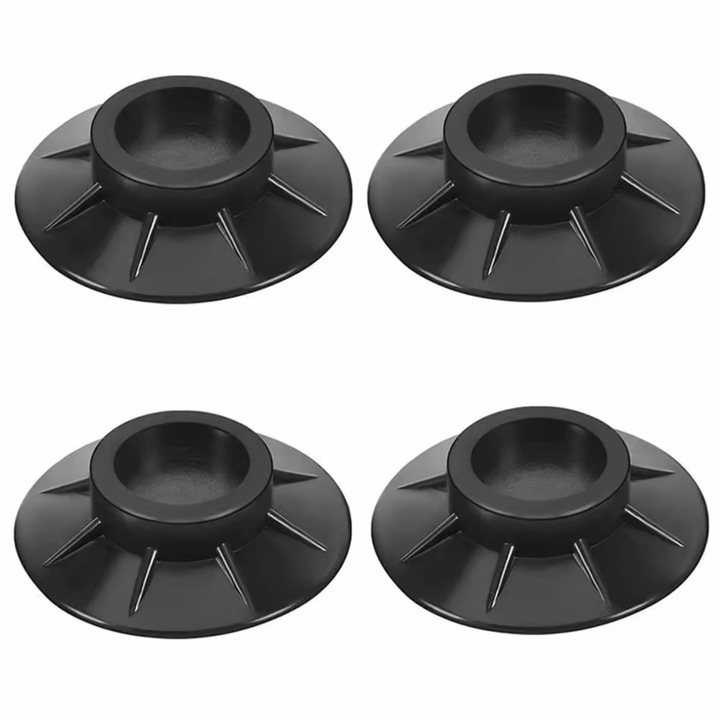 Set 4 picioare antiderapante pentru masina de spalat enkourakoko®, Dimensiuni 10.4 × 4 cm, Cauciuc, Negru