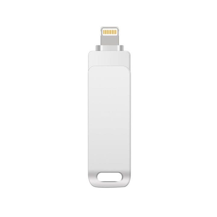 JENUOS Metalic 4 в 1 Memory Stick, 1TB, USB 3.0, Type-C, Lightning, Rotativ 360, Waterproof, Silver