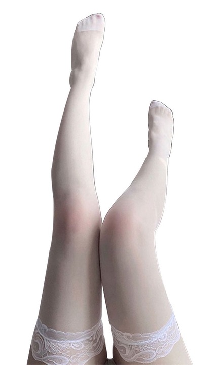 Dresuri dama, Clasic, microfibra, dantela florala, alb, one size