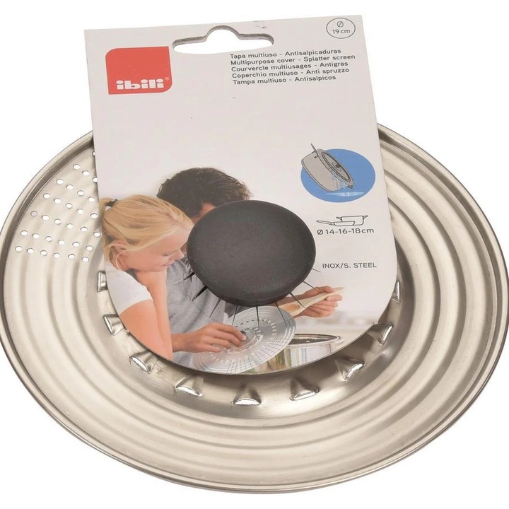 Capac multifunctional Ibili, otel inoxidabil, 26/28/30 cm, argintiu
