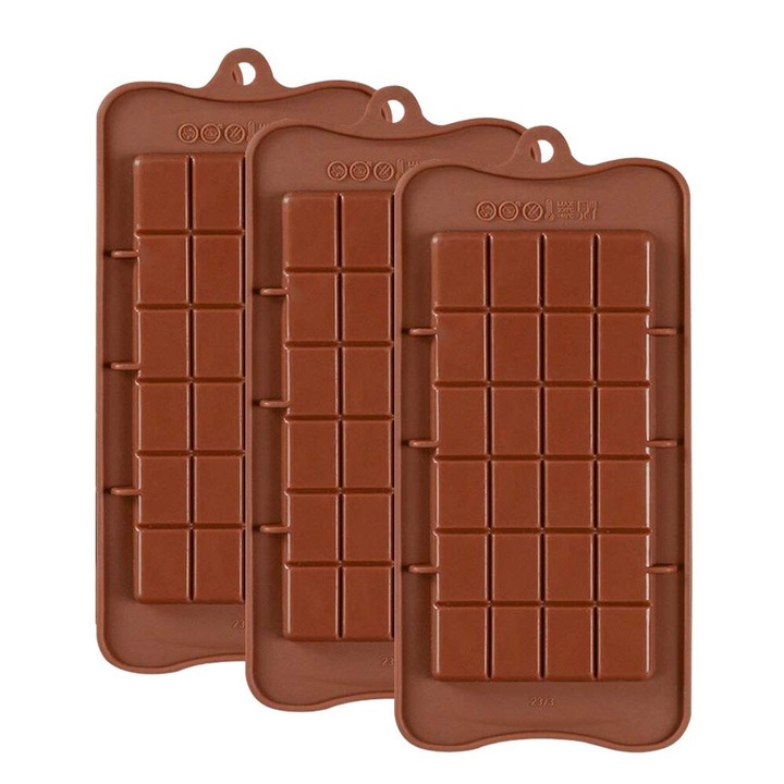 Set 3 forme prajituri, silicon, usor de curatat, maro