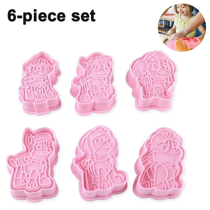 Set 6 forme prajituri din plastic, Cozevdnt, diverse forme, roz, 4.9x6.9cm - 4.9x7.5cm