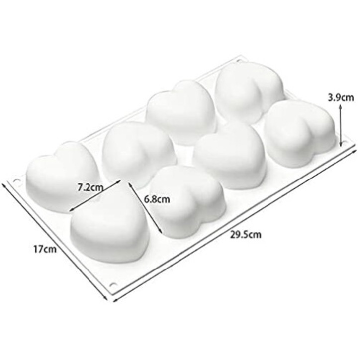 Forma prajituri silicon inima 3D, 6 cavitati, rezistenta la cuptor, fara BPA