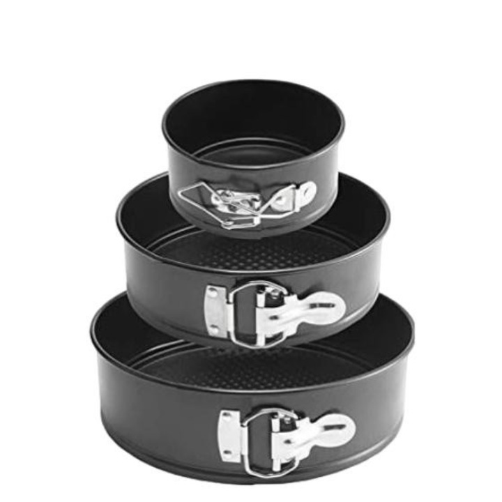 Set 3 Tavi de Copt Rotunde, Carbon Otel, Antiaderent, Design Fagure, Negru, 11x18x22cm