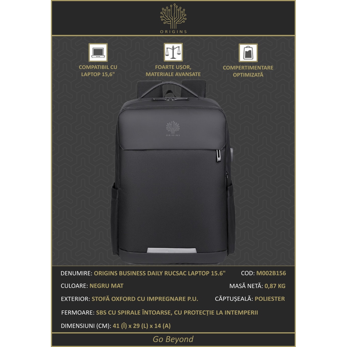 Rucsac laptop 15.6” ORIGINS BUSINESS DAILY