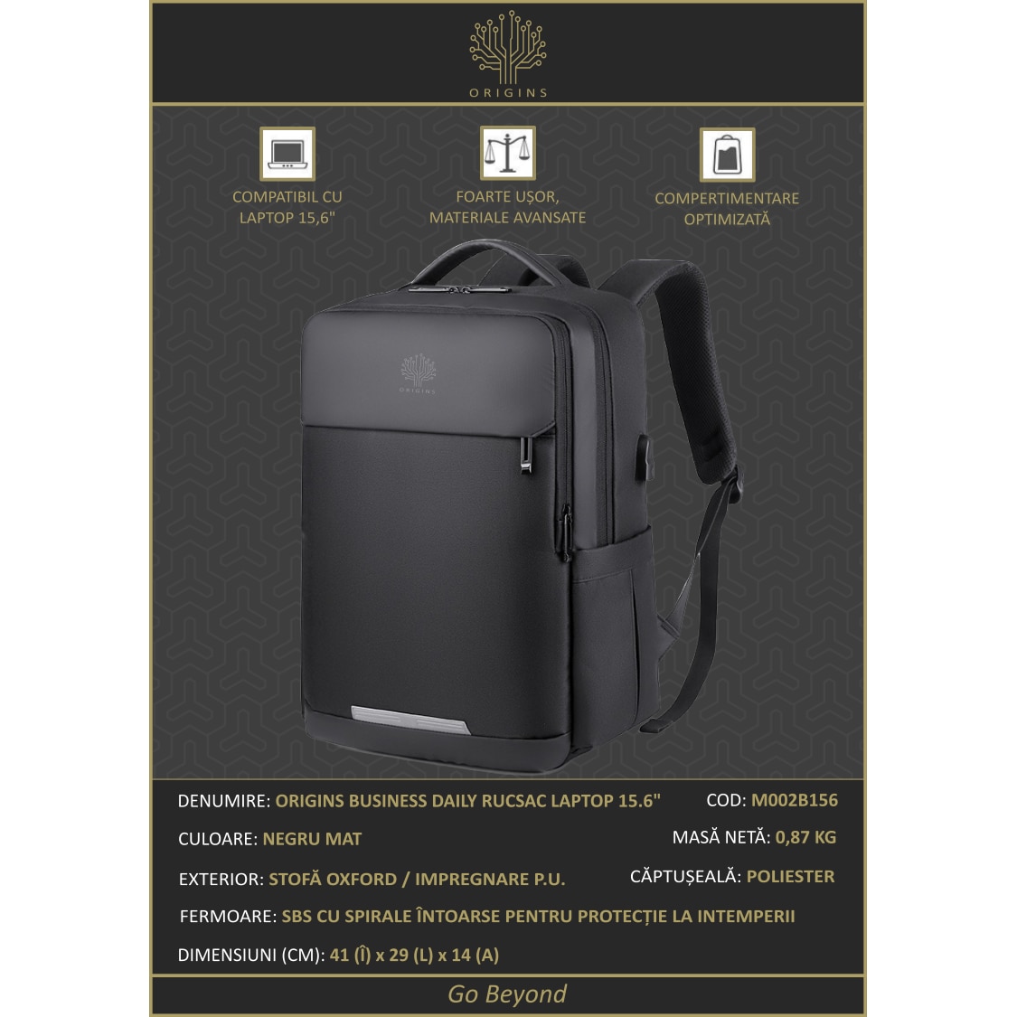 Rucsac laptop 15.6” ORIGINS BUSINESS DAILY