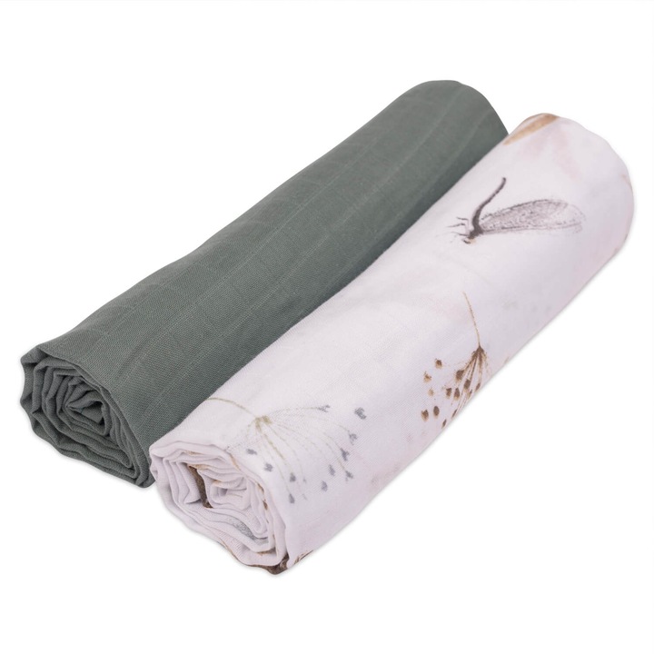 2 db nyári muszlin takaró készlet 110x110 cm Kidizi® Dragonfly, 100% pamut,