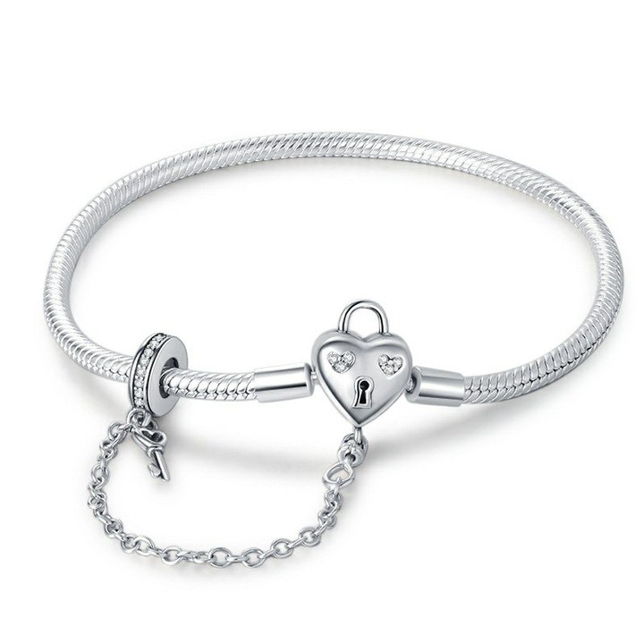 Bratara pentru talismane compatibile Pandora, placata cu Argint 925, Argintiu