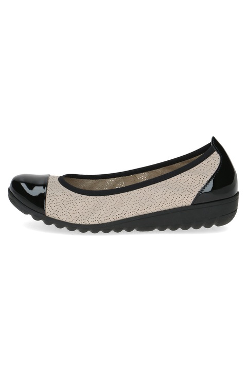 Caprice, Balerini de piele cu design perforat, Negru/Bej
