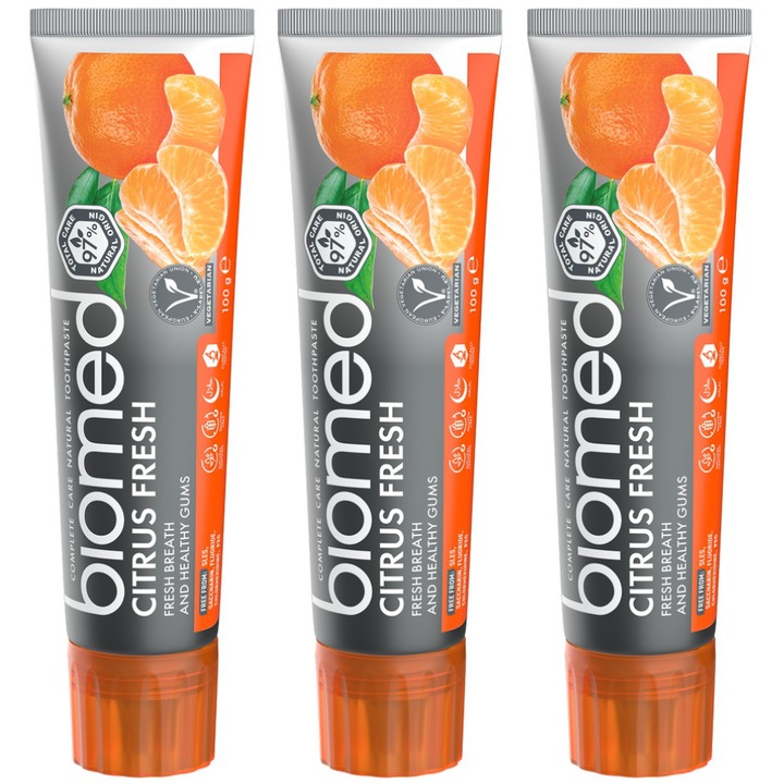 Комплект, 3x Паста за зъби, Biomed Citrus Fresh, 100 мл