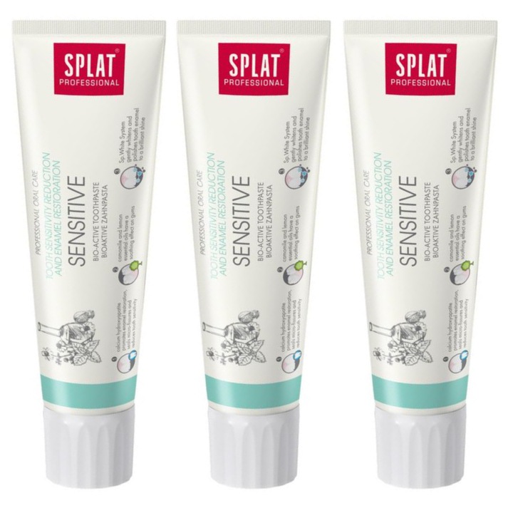 Комплект, 3x паста за зъби, Splat Professional Sensitive, 100 мл