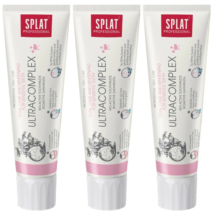Комплект, 3x паста за зъби, Splat Professional Bioactive Ultracomplex, 100 мл