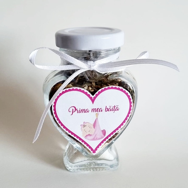 Borcan mirodenii prima baita fetita, Zenini, sticla, 8 cm