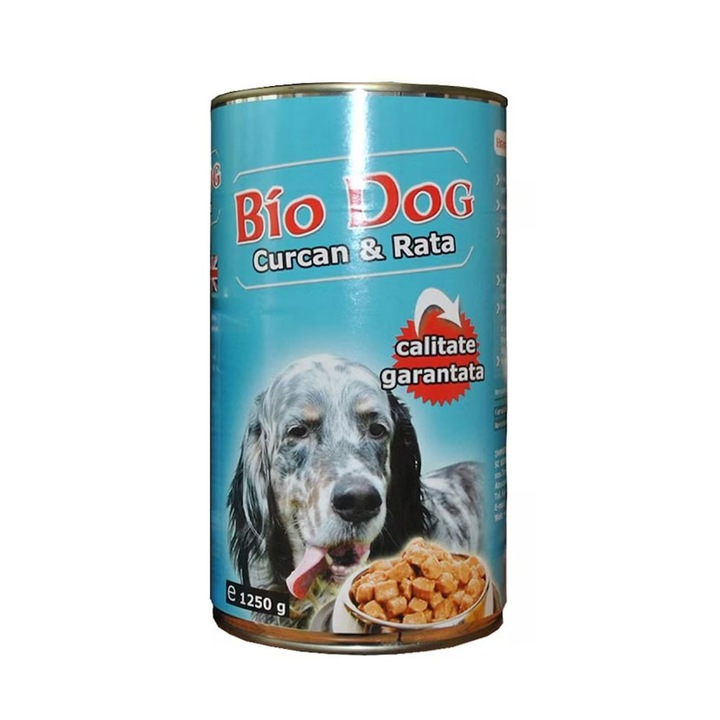 Hrana umeda pentru caini, BIODOG, aroma de curcan si rata, 1.25 kg