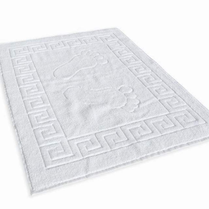 Set 5 prosoape 50x70 cm, pentru picioare, model Greek Border, bumbac 100%, alb