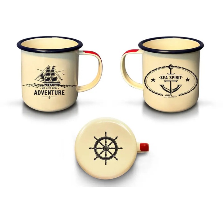 Cana metalica emailata, 350 ml, Plaja