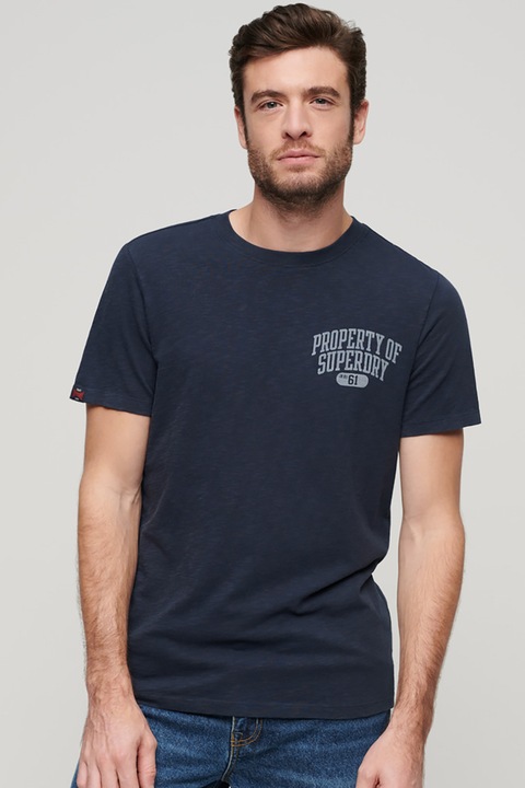 Superdry & Co, Тениска Athletic College с лого, Тъмносин, S