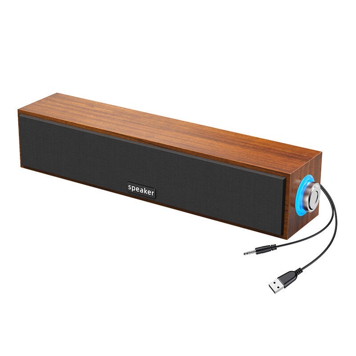 Soundbar, V8, Bluetooth, 6W, RGB, 316x65x65mm, черен