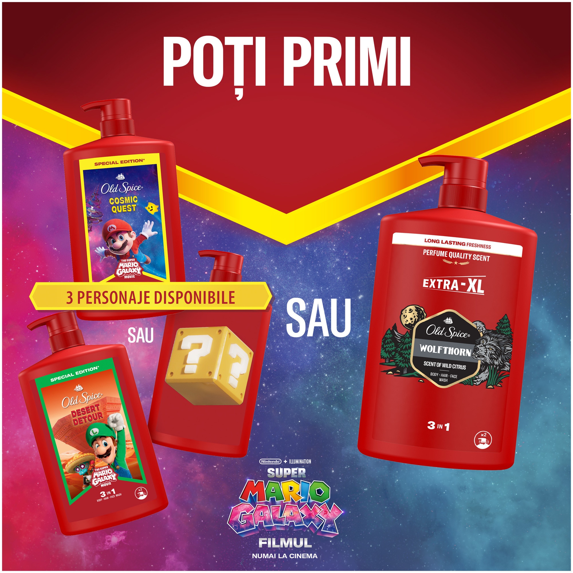 Gel de dus si sampon 3-in-1 Old Spice Super Mario Galaxy Movie