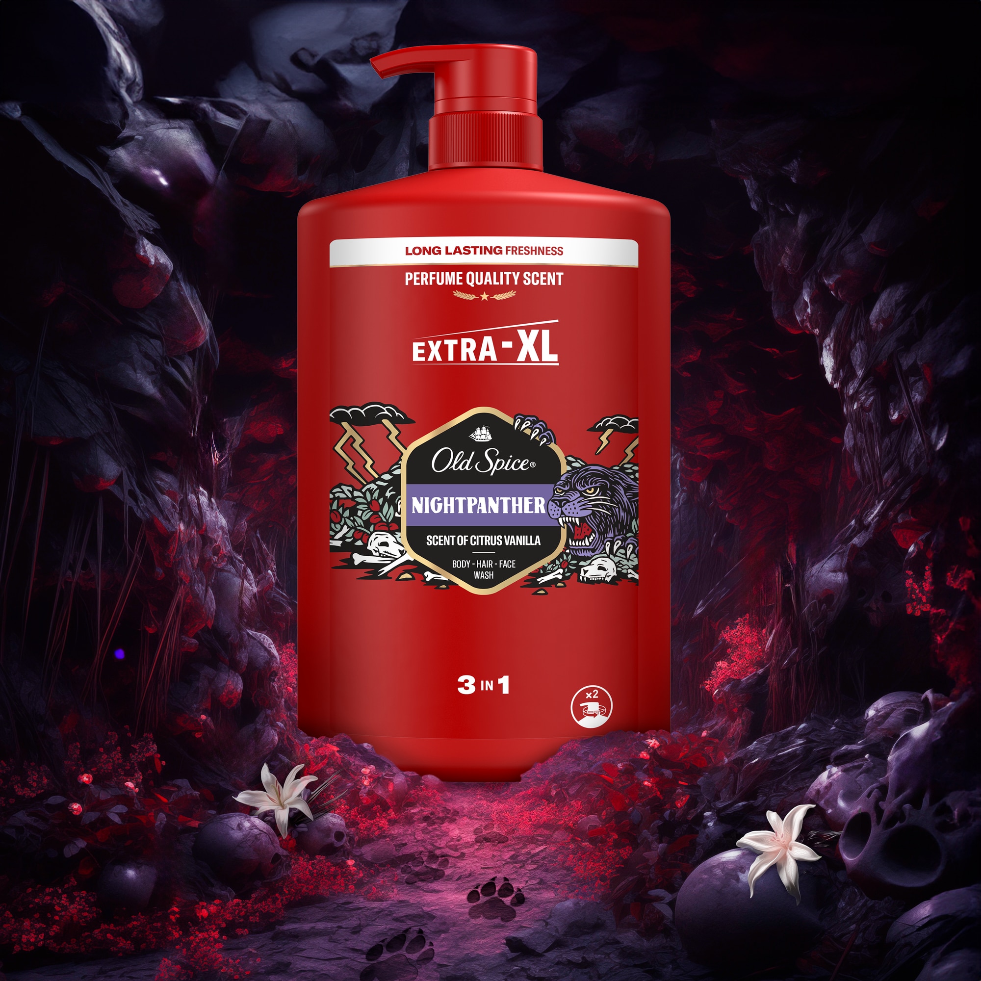 Gel de dus si sampon 3 in 1 Old Spice Nightpanther pentru corp