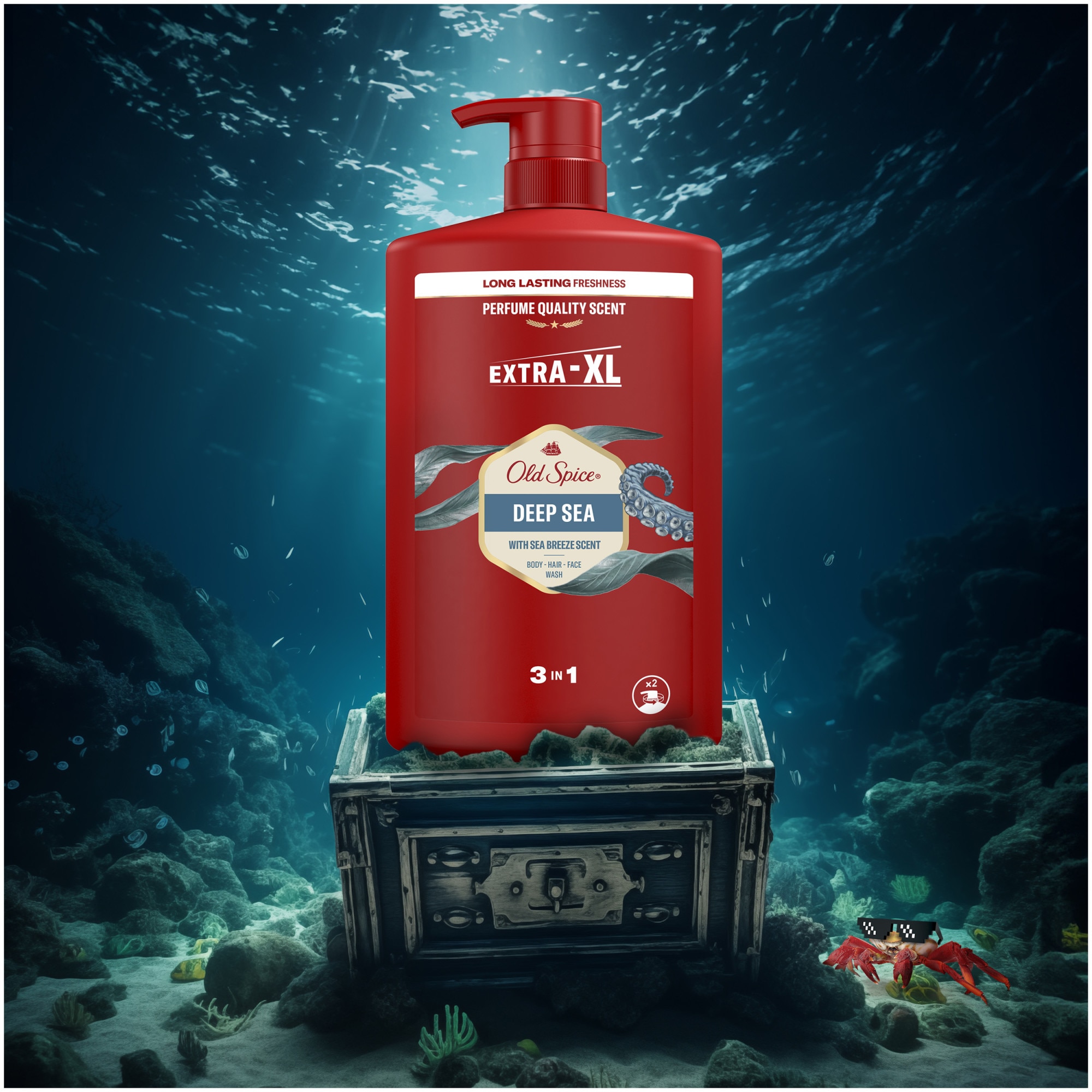 Gel de dus si sampon 3 in 1 Old Spice Deep Sea pentru corp, par si