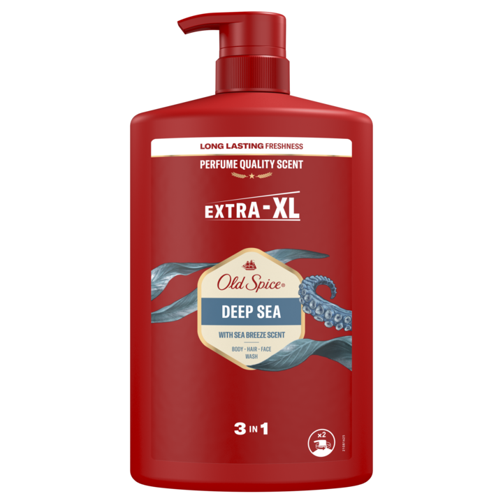 Душ гел и шампоан 3 в 1 Old Spice Deep Sea, За тяло, коса и лице, 1000 мл