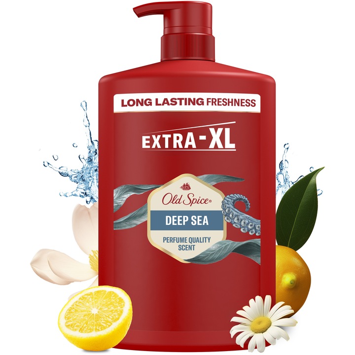 Душ гел и шампоан 3 в 1 Old Spice Deep Sea, За тяло, коса и лице, 1000 мл