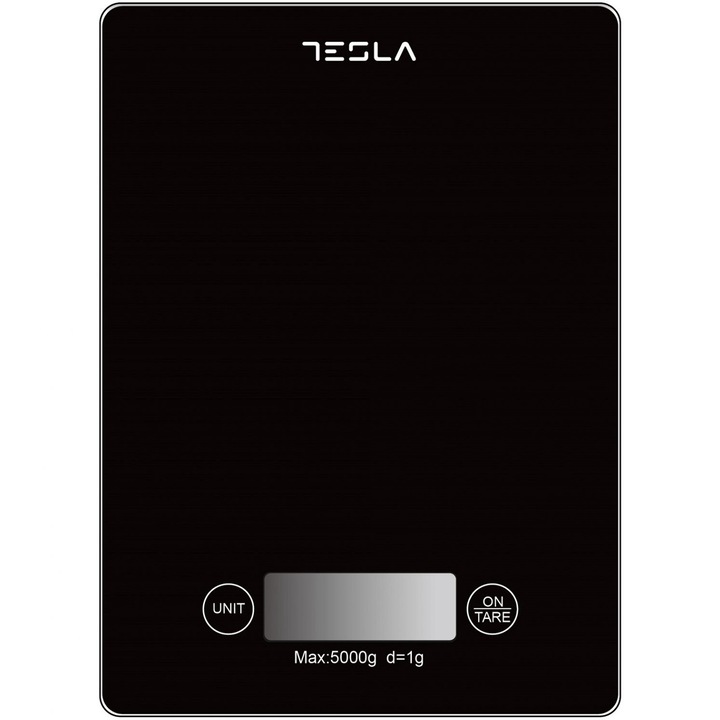 Cantar de bucatarie Tesla KS201B, 5kg, ecran LCD, functie Tara, Sticla, Negru