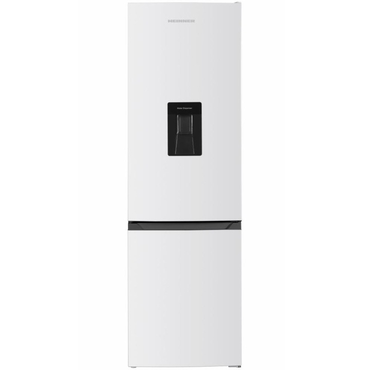 Хладилник Heinner HC-HM260WDE++, 260 л, Електронно управление, Диспенсер за вода, LED осветление, Реверсивни врати, Клас Е, В 180 см, Бял