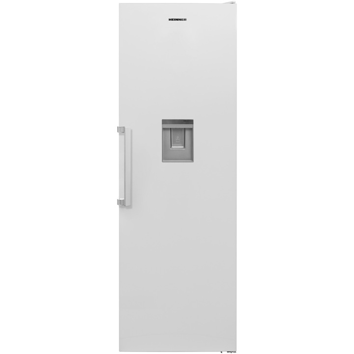 Heinner HF-V401NFWDE++, Egyajtós hűtő, 389 l, No Frost, Elektronikus vezérlés, Vízadagoló, LED világítás, E energiaosztály, M 186 cm, Fehér