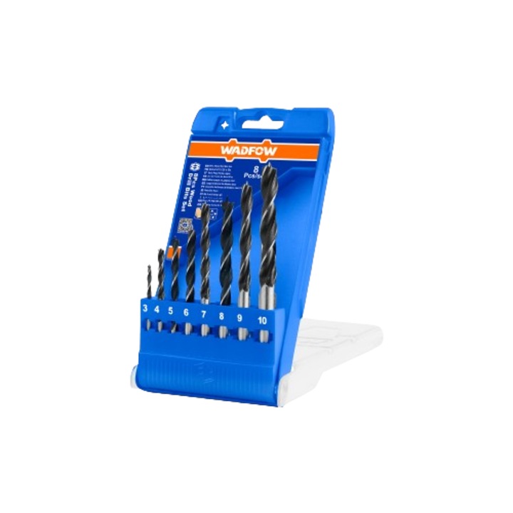 Set 8 burghie pentru lemn Wadfow, spirala, dimensiuni 3-10mm