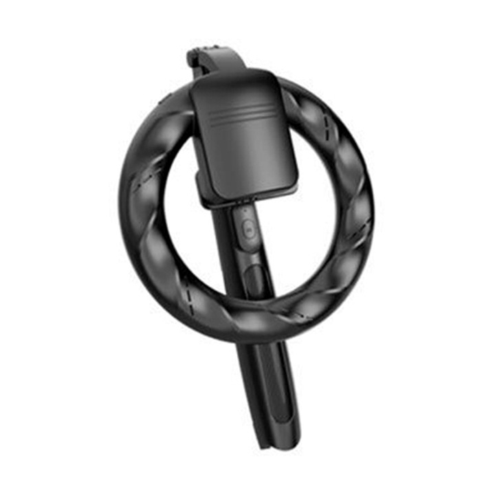 Селфи стик с дистанционно управление, OPTIM SOLUTION, Гъвкав статив, Bluetooth 4.0, Преносим, Въртене на 360°, Пръстеновидна светлина 3 режима, Стабилна фиксация, Разтегателно рамо, Устойчив на корозия, Прът от алуминиева сплав, 170 см, Черен