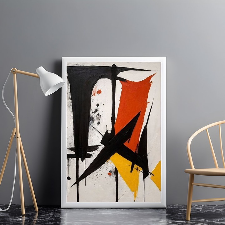 Absztrakt festmény, Modern Festmény modell - 04, Fehér keret, 60 x 90 cm