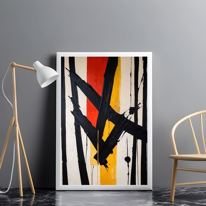 Absztrakt festmény, Modern Festmény modell - 08, Fehér keret, 60 x 90 cm