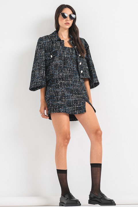 Liu Jo, Къса рокля от туид, Черен/Бял/Син, XL