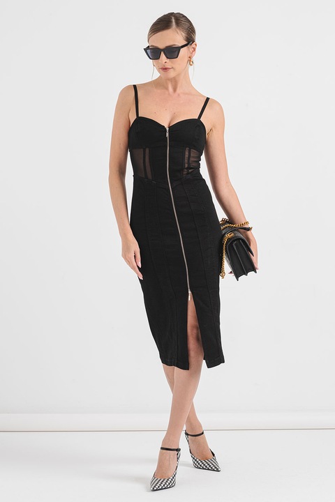 Liu Jo, Rochie cambrata cu fermoar, Negru, S