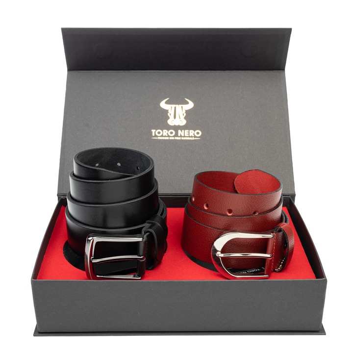 Set curea dama si curea barbati, piele naturala, Thick-Smooth, 110