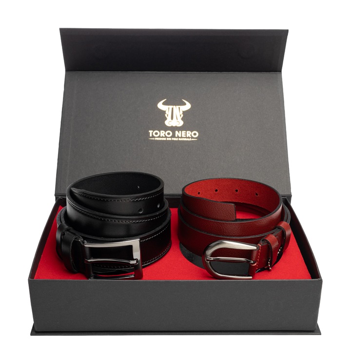 Set curea dama si barbati, piele naturala, Middle, 110