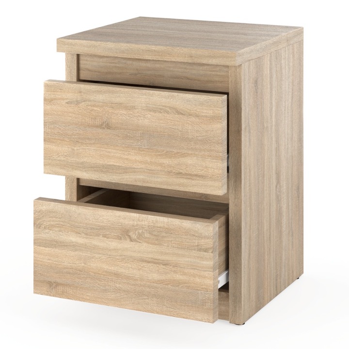 Нощно шкафче с 2 чекмеджета, Нощно шкафче 30x30x40см, дъб сонома