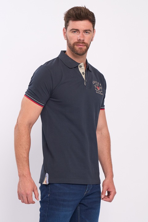 KVL by KENVELO, Tricou polo cu aspect pique, Albastru ultramarin