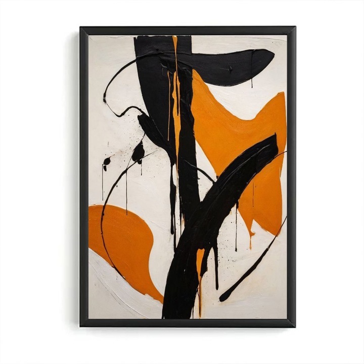 Absztrakt festmény, Modern Festmény modell - 23, Fekete keret, 50 x 40 cm