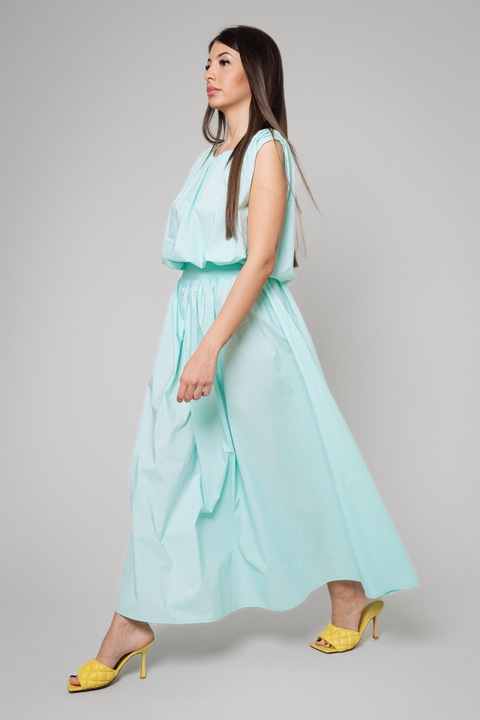 uFIT, Set de top crop si fusta, Albastru aquamarin