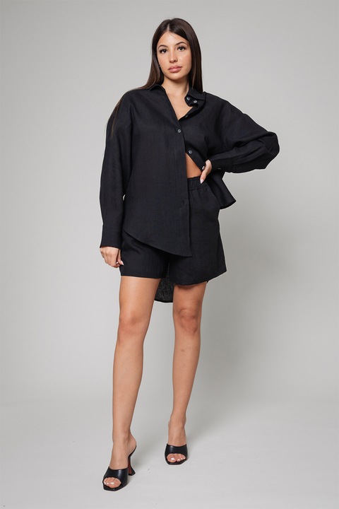 uFIT, Camasa supradimensionata de in si pantaloni scurti, Negru, XS-S