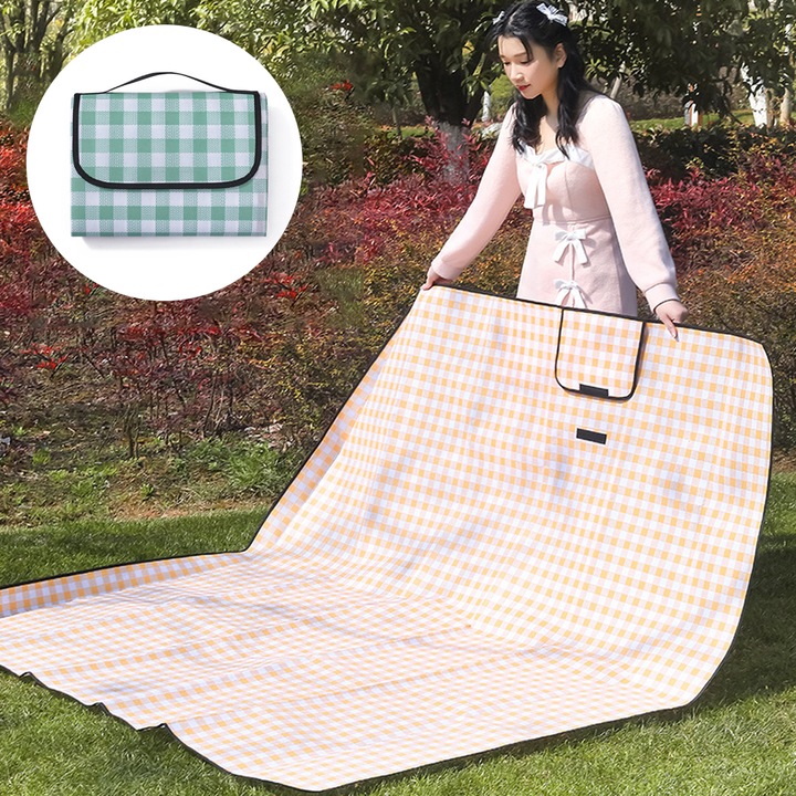 Преносимо пикник одеяло, зелено, 145x200см, водоустойчиво, за 3 възрастни или 6 деца