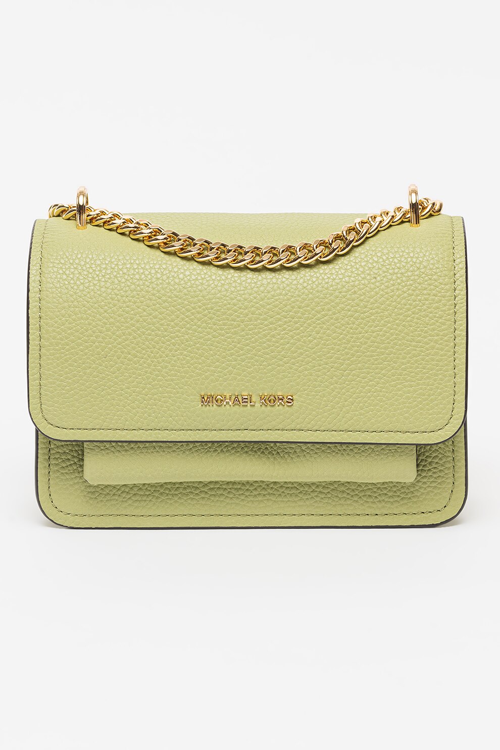 Michael Kors, Geanta din piele cu bareta de umar si aspect texturat Claire, Verde deschis