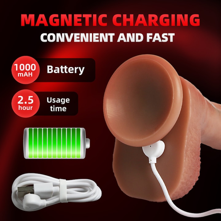 Fairykiss® ултрареалистичен вибратор с дилдо, по-голям размер, с 10 различни честоти на вибрация, 4 различни честоти на проникване, с функция за нагряване и въртене, 3 режима на стимулиране на G-точката, дистанционно управление, водоустойчив, 24,5 CM