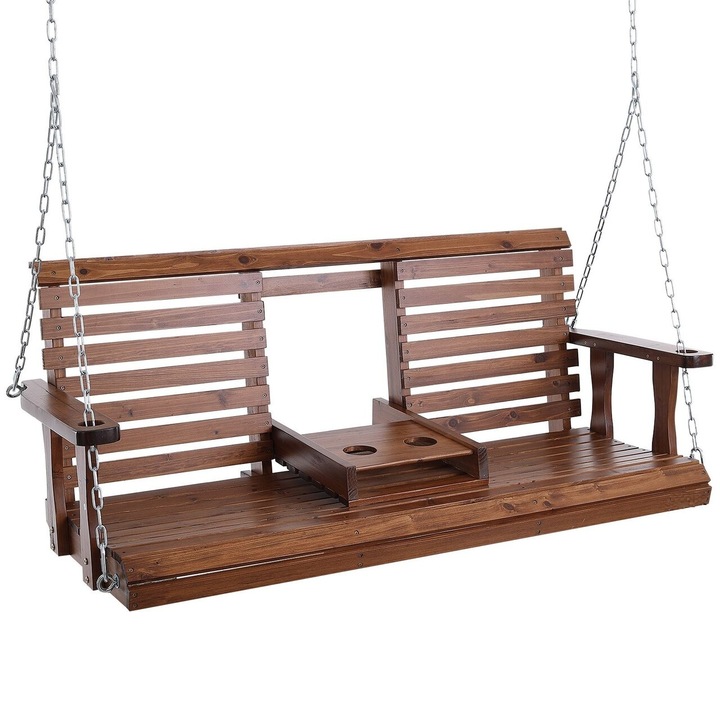 Люлка от кедрово дърво, 3 лица, сгъваема поставка за бутилки, кафява, вериги и аксесоари за закрепване, 1523x710x600 mm, max 362 kg