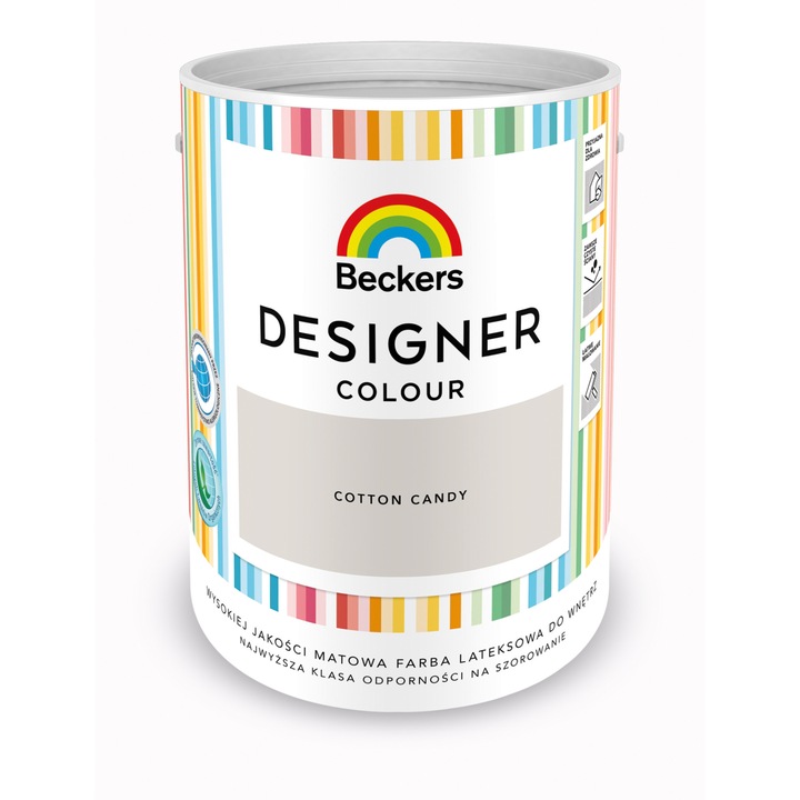 Vopsea latex Beckers Designer Colour, mat, rezistenta la stergere, gri, 5L